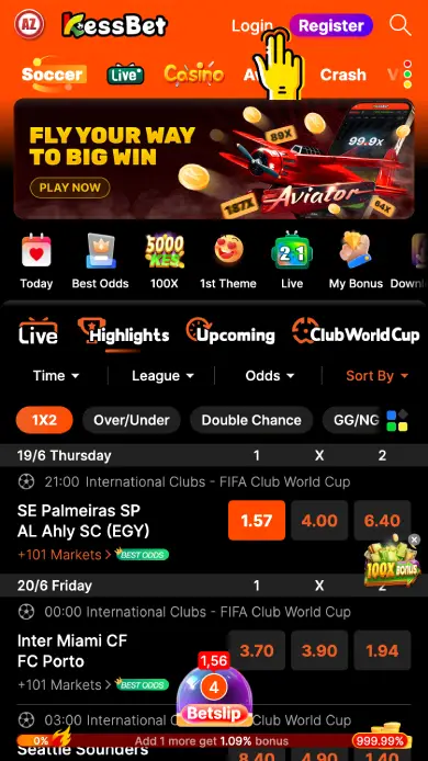 Account login on the KessBet website