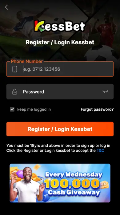 Login to the official KessBet website