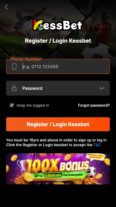 KessBet registration on the official website